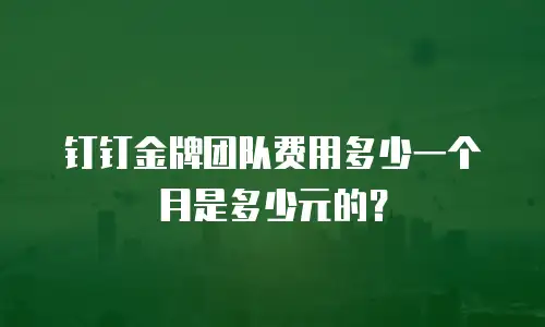 钉钉金牌团队费用多少一个月是多少元的？