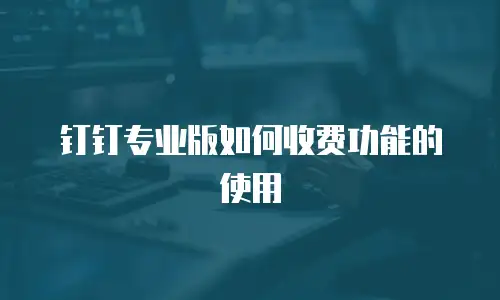 钉钉专业版如何收费功能的使用