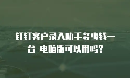 钉钉客户录入助手多少钱一台 电脑版可以用吗？