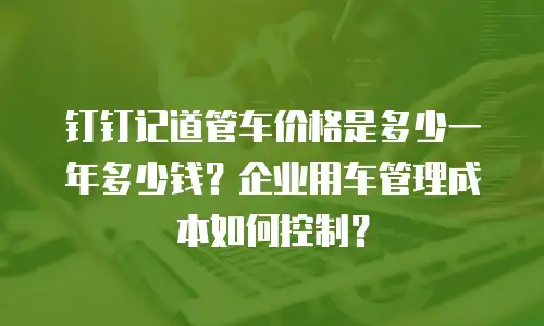 钉钉记道管车价格是多少一年多少钱？企业用车管理成本如何控制？