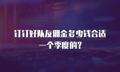 钉钉好队友佣金多少钱合适一个季度的？