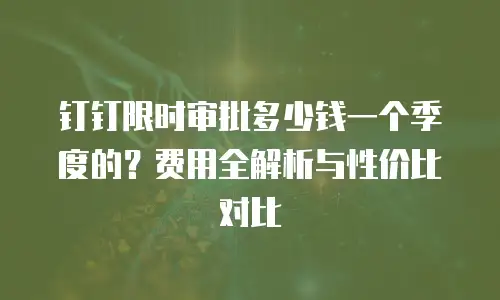 钉钉限时审批多少钱一个季度的？费用全解析与性价比对比