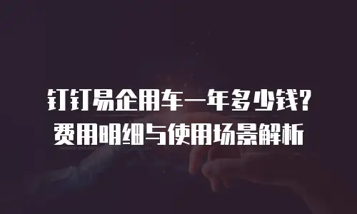钉钉易企用车一年多少钱？费用明细与使用场景解析