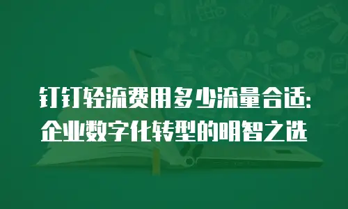 钉钉轻流费用多少流量合适：企业数字化转型的明智之选
