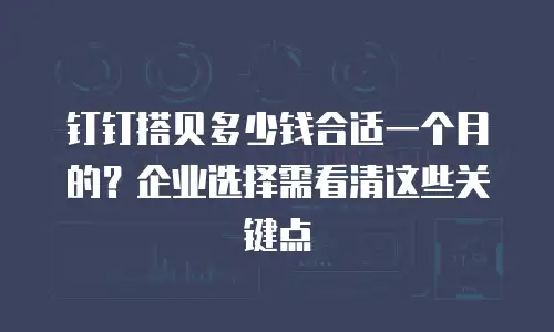 钉钉搭贝多少钱合适一个月的？企业选择需看清这些关键点