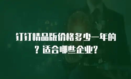 钉钉精品版价格多少一年的？适合哪些企业？