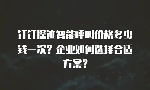 钉钉探迹智能呼叫价格多少钱一次？企业如何选择合适方案？