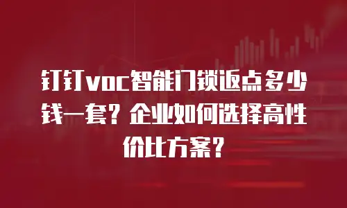 钉钉voc智能门锁返点多少钱一套？企业如何选择高性价比方案？