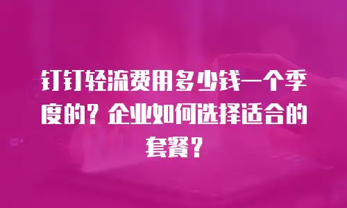 钉钉轻流费用多少钱一个季度的？企业如何选择适合的套餐？