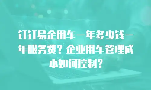钉钉易企用车一年多少钱一年服务费？企业用车管理成本如何控制？