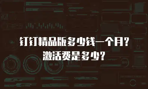 钉钉精品版多少钱一个月？激活费是多少？