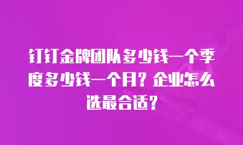 钉钉金牌团队多少钱一个季度多少钱一个月？企业怎么选最合适？