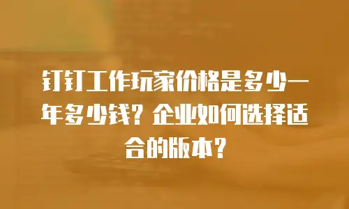 钉钉工作玩家价格是多少一年多少钱？企业如何选择适合的版本？