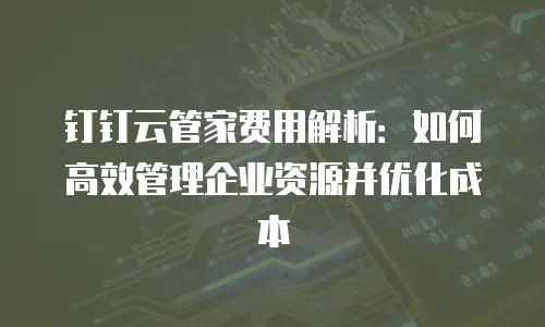 钉钉云管家费用解析：如何高效管理企业资源并优化成本
