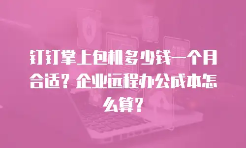 钉钉掌上包机多少钱一个月合适？企业远程办公成本怎么算？