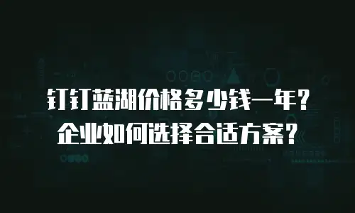 钉钉蓝湖价格多少钱一年？企业如何选择合适方案？