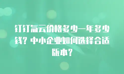 钉钉氚云价格多少一年多少钱？中小企业如何选择合适版本？