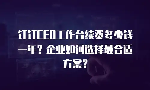 钉钉CEO工作台续费多少钱一年？企业如何选择最合适方案？