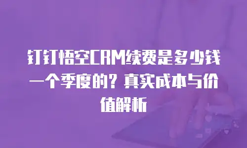 钉钉悟空CRM续费是多少钱一个季度的？真实成本与价值解析
