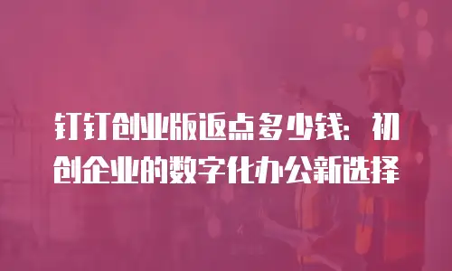 钉钉创业版返点多少钱：初创企业的数字化办公新选择