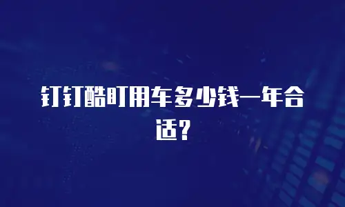 钉钉酷盯用车多少钱一年合适？