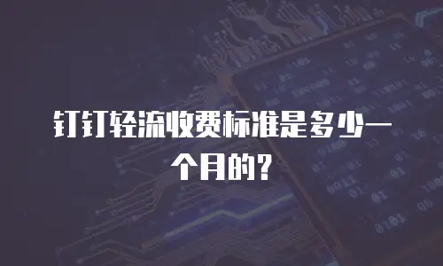 钉钉轻流收费标准是多少一个月的？
