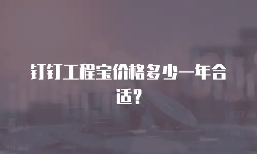 钉钉工程宝价格多少一年合适？