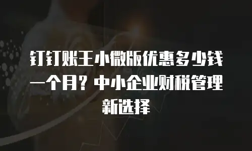 钉钉账王小微版优惠多少钱一个月？中小企业财税管理新选择
