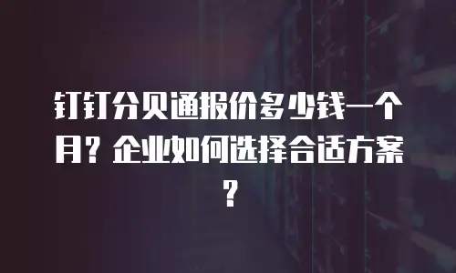 钉钉分贝通报价多少钱一个月？企业如何选择合适方案？