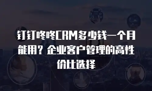 钉钉咚咚CRM多少钱一个月能用？企业客户管理的高性价比选择