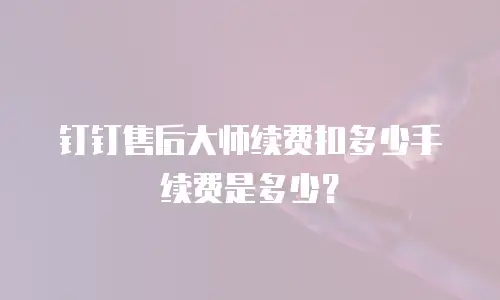 钉钉售后大师续费扣多少手续费是多少？