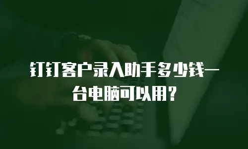 钉钉客户录入助手多少钱一台电脑可以用？