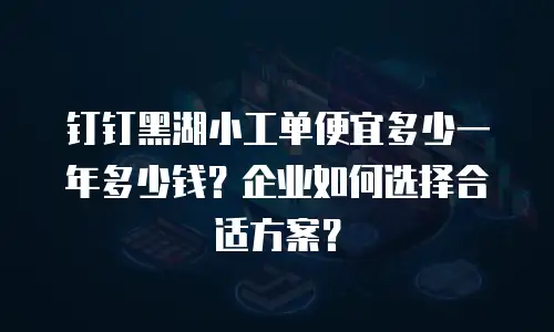 钉钉黑湖小工单便宜多少一年多少钱？企业如何选择合适方案？