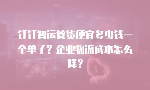 钉钉智运管货便宜多少钱一个单子？企业物流成本怎么降？