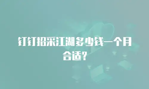 钉钉招采江湖多少钱一个月合适？