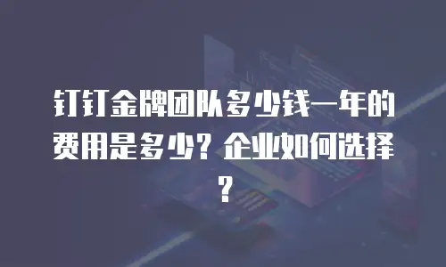 钉钉金牌团队多少钱一年的费用是多少？企业如何选择？