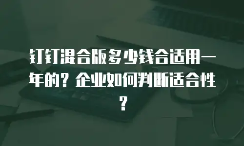 钉钉混合版多少钱合适用一年的？企业如何判断适合性？