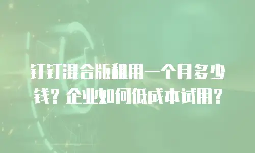 钉钉混合版租用一个月多少钱？企业如何低成本试用？