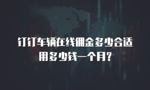 钉钉车辆在线佣金多少合适用多少钱一个月？