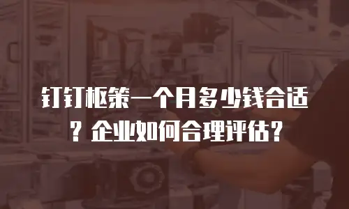 钉钉枢策一个月多少钱合适？企业如何合理评估？
