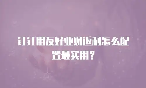 钉钉用友好业财返利怎么配置最实用？
