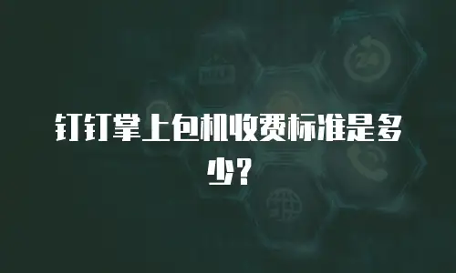 钉钉掌上包机收费标准是多少？