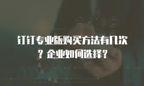 钉钉专业版购买方法有几次？企业如何选择？