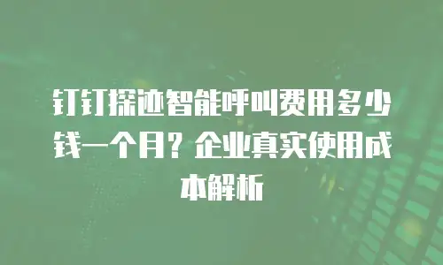 钉钉探迹智能呼叫费用多少钱一个月？企业真实使用成本解析