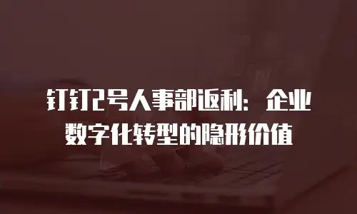 钉钉2号人事部返利：企业数字化转型的隐形价值