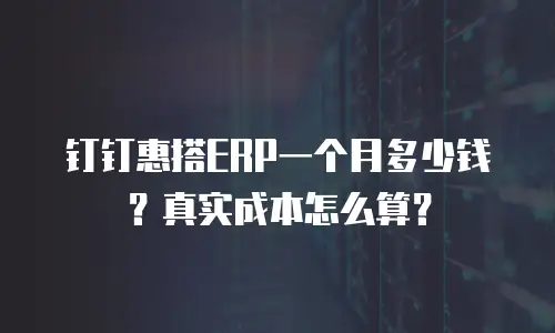 钉钉惠搭ERP一个月多少钱？真实成本怎么算？