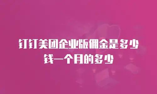 钉钉美团企业版佣金是多少钱一个月的多少