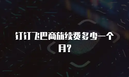 钉钉飞巴商旅续费多少一个月？
