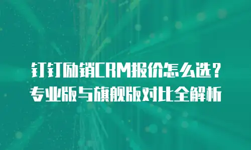 钉钉励销CRM报价怎么选？专业版与旗舰版对比全解析