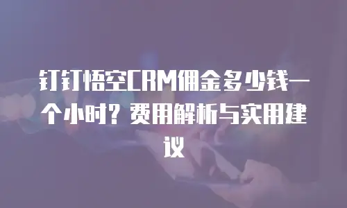钉钉悟空CRM佣金多少钱一个小时？费用解析与实用建议